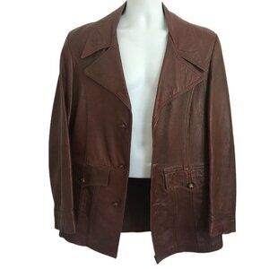 Vintage 70s Grais Angel Skin Cabretta Leather Brown Blazer 40R Mod Sport Coat